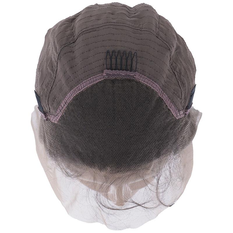 top view of parting space on straight transparent lace front wig