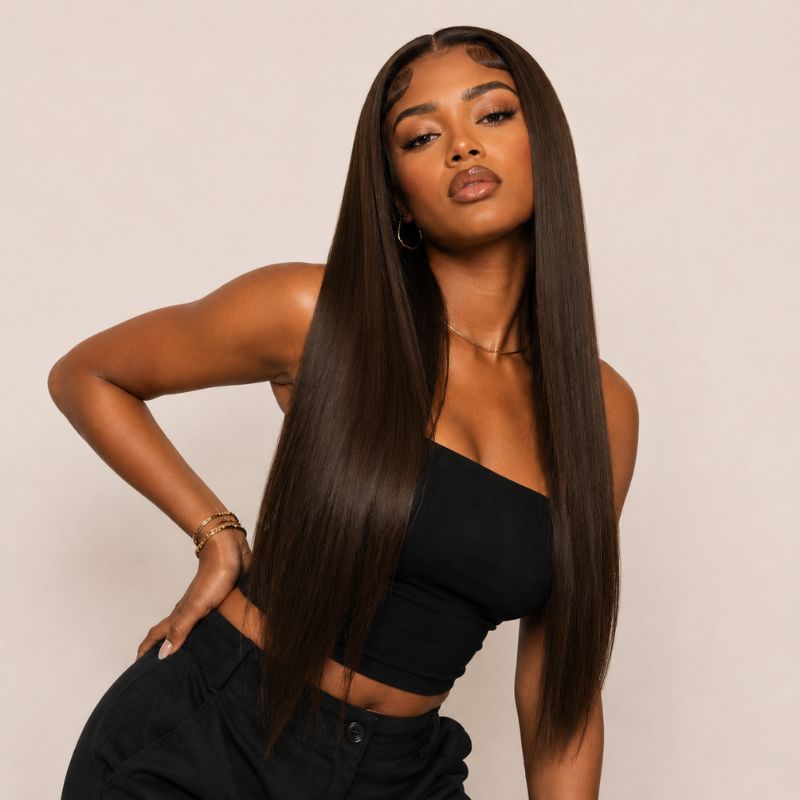 Invisible Clip-In Hair Extensions – 16" Dark Brown