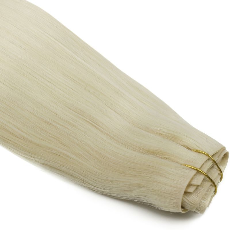 Invisible Clip-In Hair Extensions – 16" Platinum Blonde