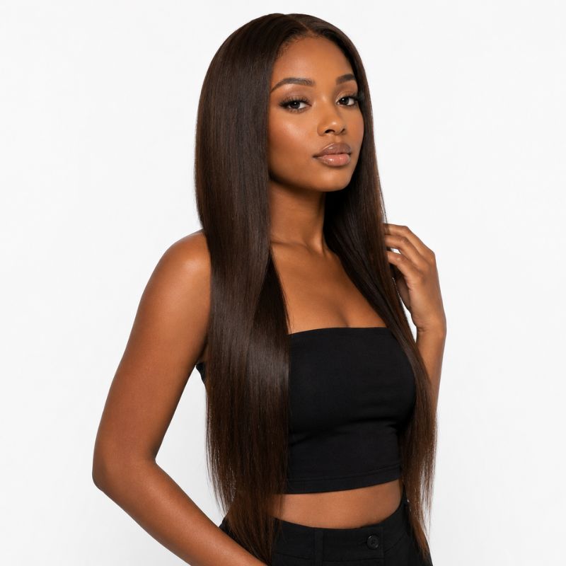 Seamless Clip-In Hair Extensions – 16" Dark Brown