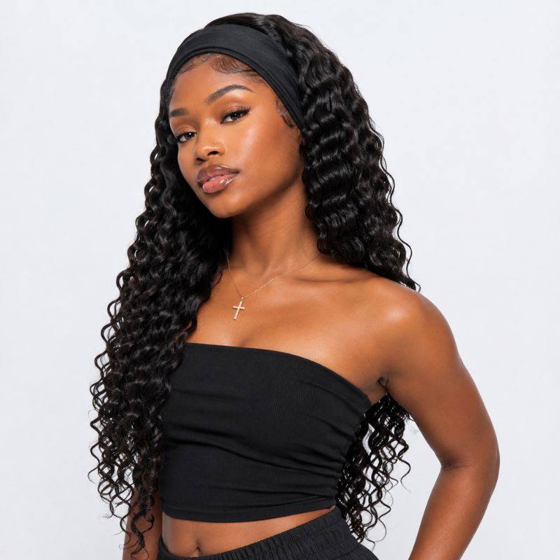 *LIMITED EDITION 28" Deep Wave Human Hair Headband Wig (Only 50 Available!)