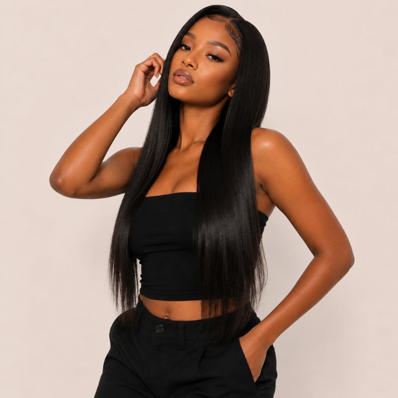 Invisible Clip-In Hair Extensions – 16" Jet Black
