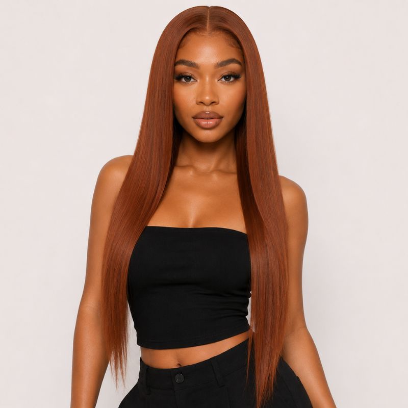 copper invisible clip in hair extension model 
