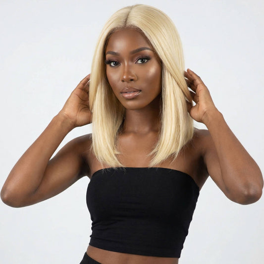 Blonde Straight Lace Front Human Hair Bob Wig