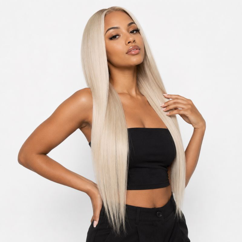Seamless Clip-In Hair Extensions – 20" Platinum Blonde