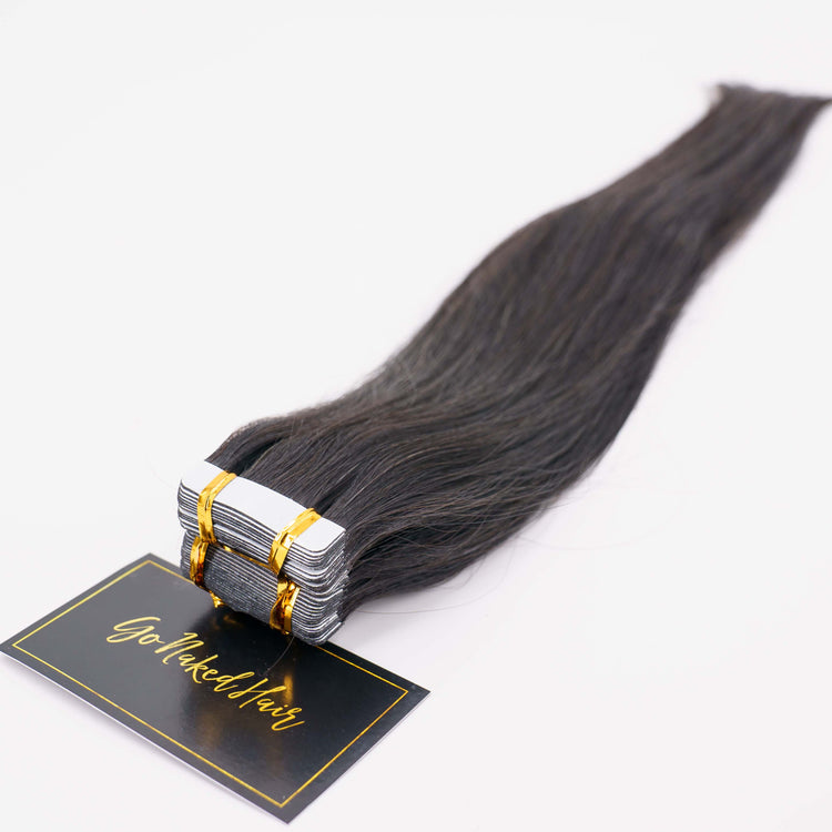 top view of raw straight tape in extensions