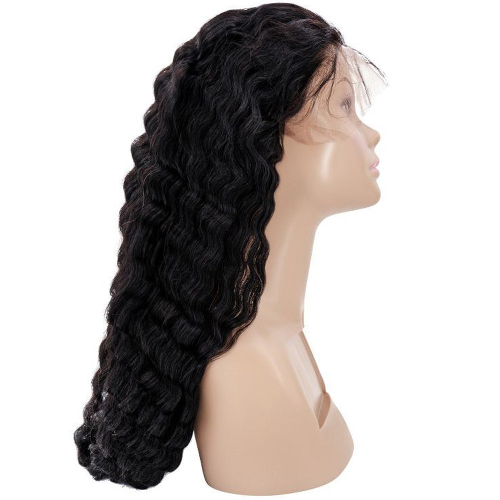 side view of brazilian curly lace front wig