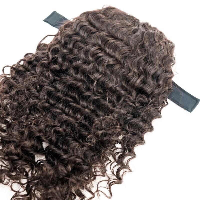 Top view of deep wave headband wig