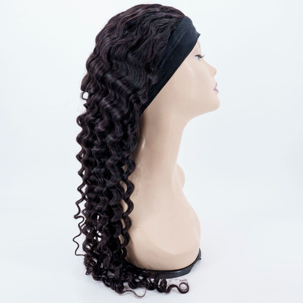 28" Deep wave headband wig