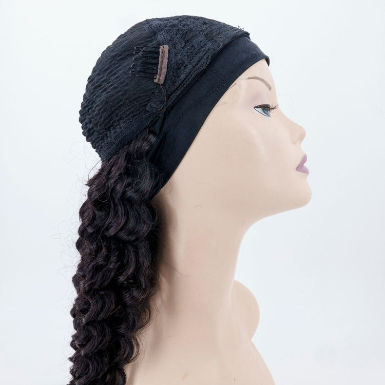 inside cap of deep wave headband wig